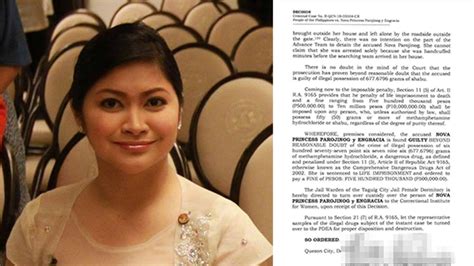 Nova Parojinog of Ozamiz gets life imprisonment for illegal.